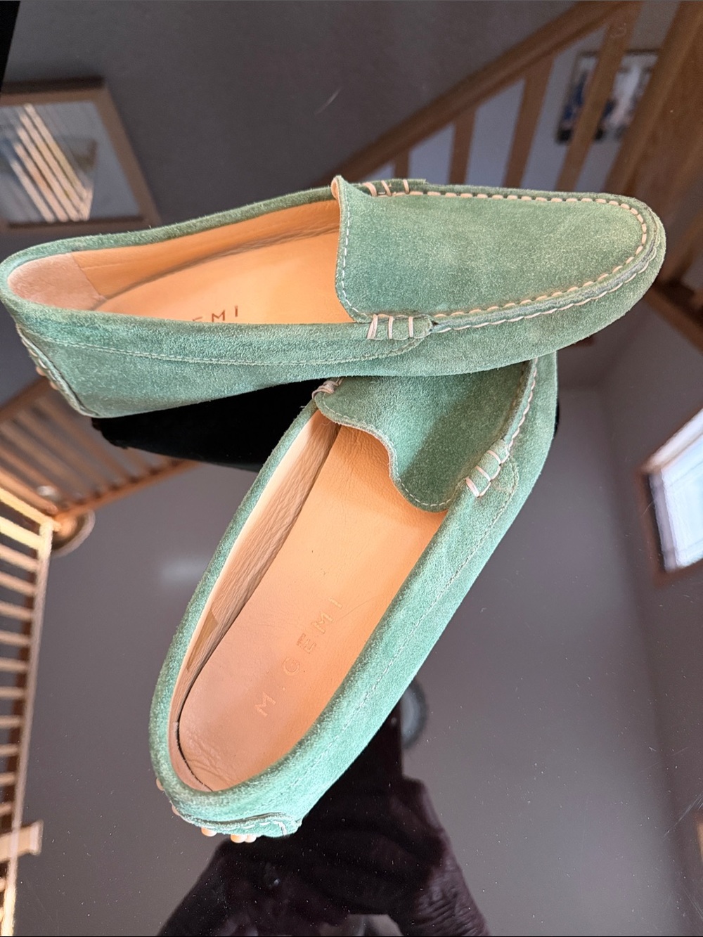 M. GEMI made in Italy - driving loafers Green Suede  - ladies